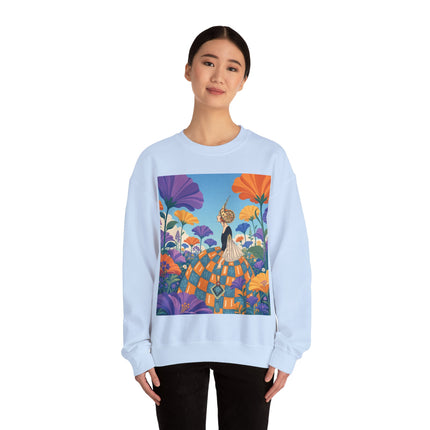 🌺🧡 The Lady Of The Golden Garden Crewneck Sweatshirt – Art Deco Fashion Fantasy