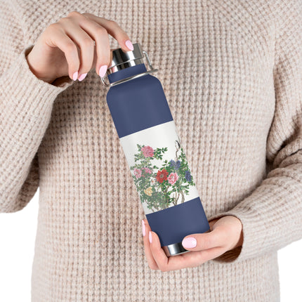 Peonies and Birds by Okamoto Shuki Copper Vacuum Insulated Bottle, 22oz