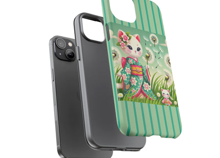 Geisha Kitten and the Dandelion Phone Cases