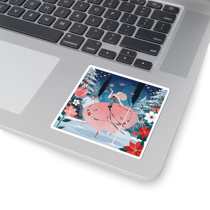 🎠❄️ The Christmas Carousel Dream Kiss-Cut Sticker – Art Deco Holiday Fantasy