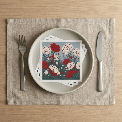 🃏🌺 The Enchanted Playing Card Flower Garden Napkins – Whimsical Botanical Fantasy