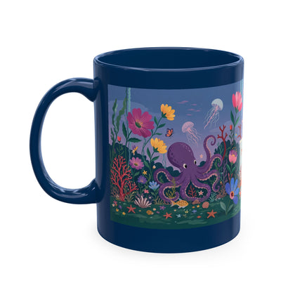 🐠🌸 The Lady Of The Underwater Flower Garden Ceramic Mug – Art Deco Aquatic Whimsy