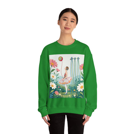 🌼🎈 The Garden Balloon Dancer Crewneck Sweatshirt – Art Deco Floral Whimsy