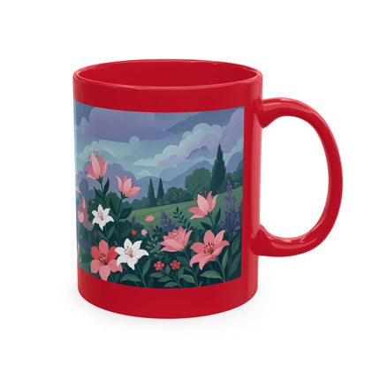 🌹💌 The Lady Blowing Kisses In The Rose Garden Ceramic Mug – Art Deco Floral Romance