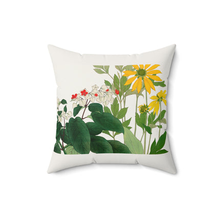 Clerodendrum & Rudbeckia by Tanigami Kônan Spun Polyester Square Pillow