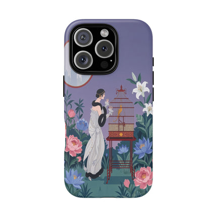 🌸🐦 The Lady Of The Garden Birdcage Phone Case – Art Deco Floral Elegance