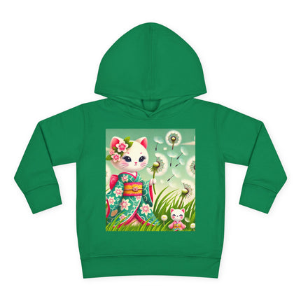 Geisha Kitten and the Dandelion Wish Toddler Pullover Fleece Hoodie
