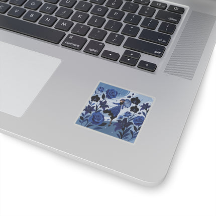 ☔💙 The Blue Rain Promenade Kiss-Cut Stickers – Art Deco Floral Fashion