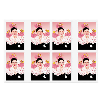 Pierrot & Fairies Dressed in Pink by Sofia Chiostri Sticker Sheets