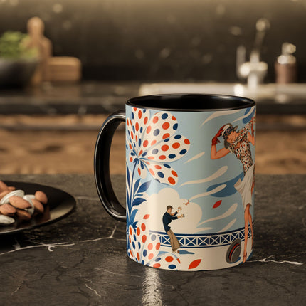 🌼🧡 The Polka Dot Wind Dancer Colorful Mug – Art Deco Fashion Whimsy