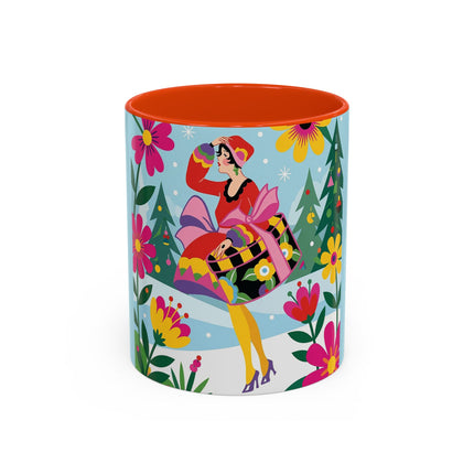🌸🎄 Christmas In The Winter Garden Colorful Mug – Whimsical Holiday Fantasy