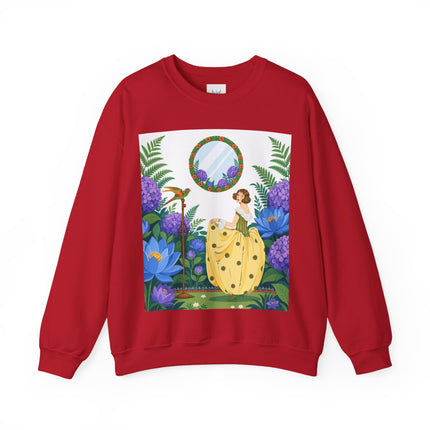 🦜🪷 The Parrot Garden Reflection Crewneck Sweatshirt – Art Deco Fashion Whimsy