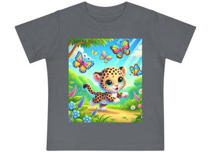 Butterfly Chase Leopard Cub Baby Short Sleeve T-Shirt