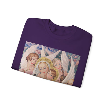 Madonna with Child Surrounded by Musical Angels by Gerda Wegener Heavy Blend™ Crewneck Sweatshirt