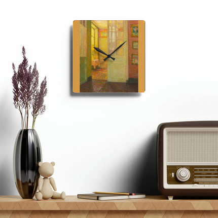 Interior, Window Light by Henri Le Sidaner Acrylic Wall Clock, Round & Square