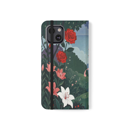 🌹💌 The Garden Of Blown Kisses Flip Case – Art Deco Floral Romance