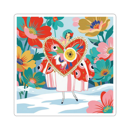 ❤️🌸 The Winter Heart Garden Kiss-Cut Sticker – Colorful Art Deco Floral Fantasy