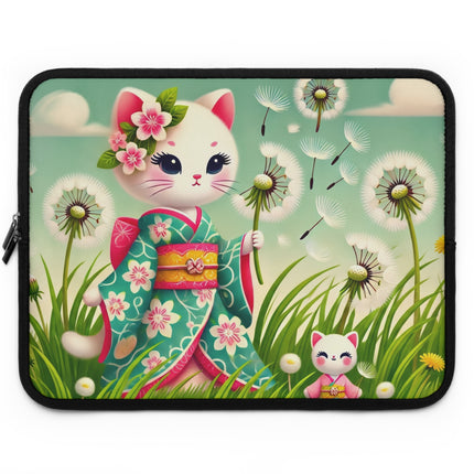 Geisha Kitten and the Dandelion Wish Laptop Sleeve