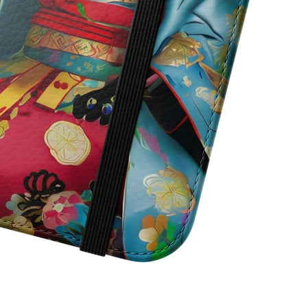 🌸✨ Cyberpunk Geisha Flip Case – Neon Elegance & Futuristic Grace