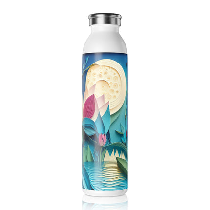 Ethereal Moonlit Lake Slim Water Bottle