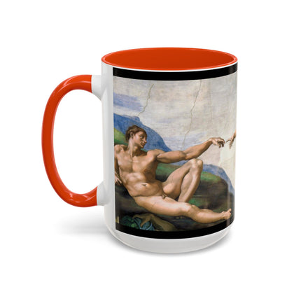 The Creation of Adam by Michelangelo Buonarroti Colorful Mugs (11oz, 15oz)