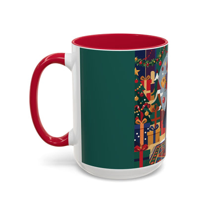 ☃️🎄 The Snowman's Christmas Companion Colorful Mug – Art Deco Holiday Fantasy