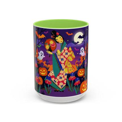 🌙🎃 The Moonlit Garden Masquerade Colorful Mug – Floral Halloween Charm