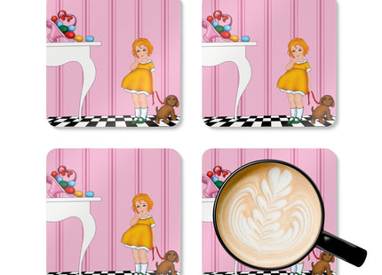 Easter Joy in Deco Hues Corkwood Coaster Set