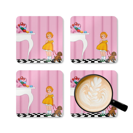 Easter Joy in Deco Hues Corkwood Coaster Set