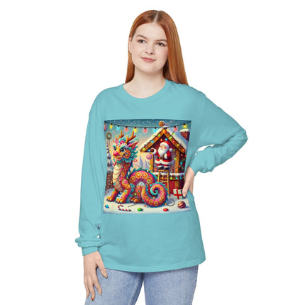 Playful Dragon's Christmas Unisex Garment-dyed Long Sleeve T-Shirt