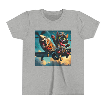 Parachuting Cat Commando Youth Short Sleeve Tee