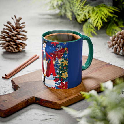 🎭❄️ The Christmas Masquerade Lady Colorful Mug – Art Deco Holiday Fantasy