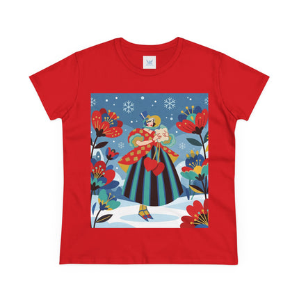 ❤️❄️ The Winter Heart Messenger Cotton Tee – Art Deco Winter Enchantment