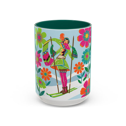 🎿🌸 The Winter Flower Adventurer Colorful Mug – Colorful Ski Fantasy