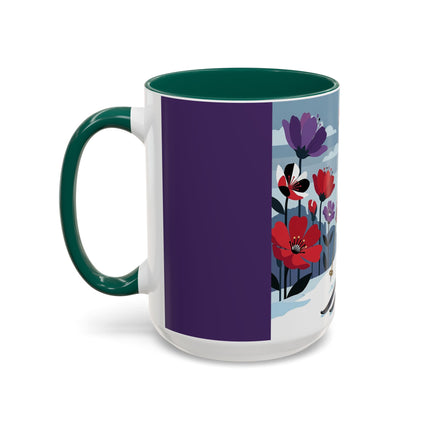 🎿❄️ The Winter Flower Skier Colorful Mug – Art Deco Alpine Fantasy