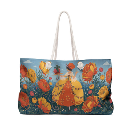 🌼🧡 The Golden Blossom Garden Promenade Weekender Bag – Art Deco Floral Whimsy