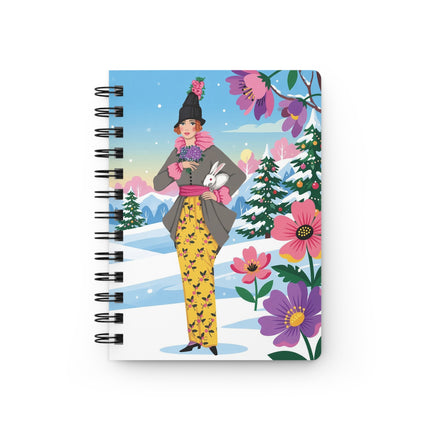 🐇❄️ The Lady Of The Winter Rabbit Garden Spiral Notebook – Art Deco Holiday Fantasy