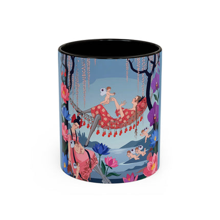The Ladies Of The Enchanted Hammock Colorful Mugs – Art Deco Whimsical Garden Elegance