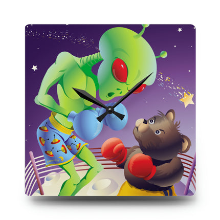 Cosmic Clash Acrylic Wall Clock, Round and Square