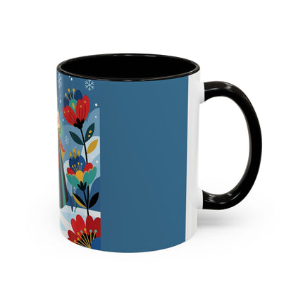 ❤️❄️ The Winter Heart Messenger Colorful Mug – Art Deco Snow Garden Fantasy