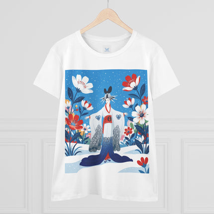 🌸❄️ The Winter Blossom Kimono Cotton Tee – Japanese-Inspired Floral Elegance