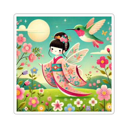 Geisha Fairy and the Hummingbird Blossom Kiss-Cut Stickers (4 Sizes)