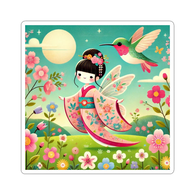 Geisha Fairy and the Hummingbird Blossom Kiss-Cut Stickers (4 Sizes)