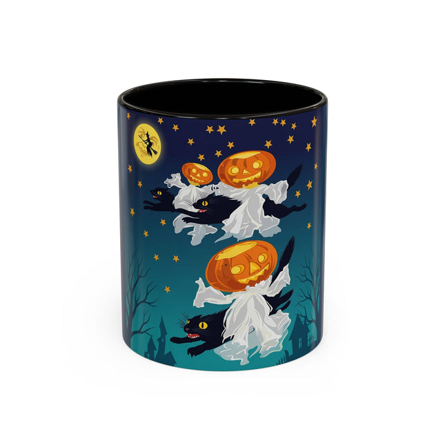 🐈‍⬛🎃 The Flying Black Cats Of Halloween Colorful Mug – Whimsical Storybook Charm