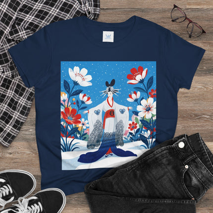 🌸❄️ The Winter Blossom Kimono Cotton Tee – Japanese-Inspired Floral Elegance