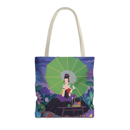 🧶🌸 The Lady Of The Enchanted Knitting Garden Tote Bag – Art Deco Floral Fantasy