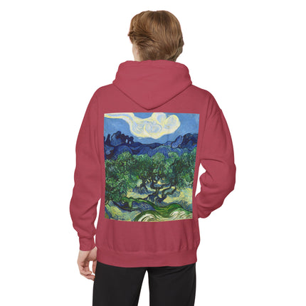Olive Trees by Vincent Van Gogh Unisex Garment-Dyed Hoodie