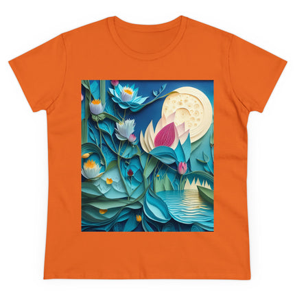 Ethereal Moonlit Lake Women's Midweight Cotton Tee