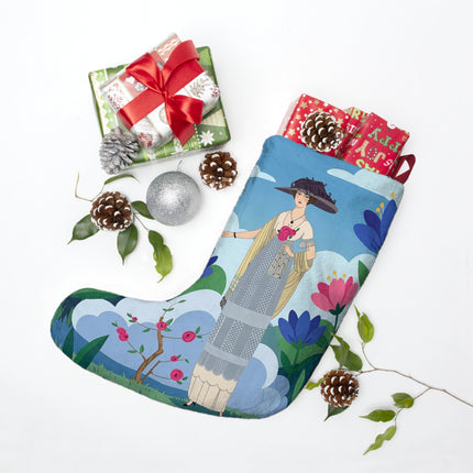 🌸☀️ Garden Of New Beginnings Christmas Stocking – Art Deco Floral Elegance