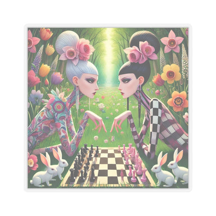 ♟️🌸 Spring Gambit: A Fairy’s Move Kiss-Cut Sticker – Whimsical Chess & Spring Magic